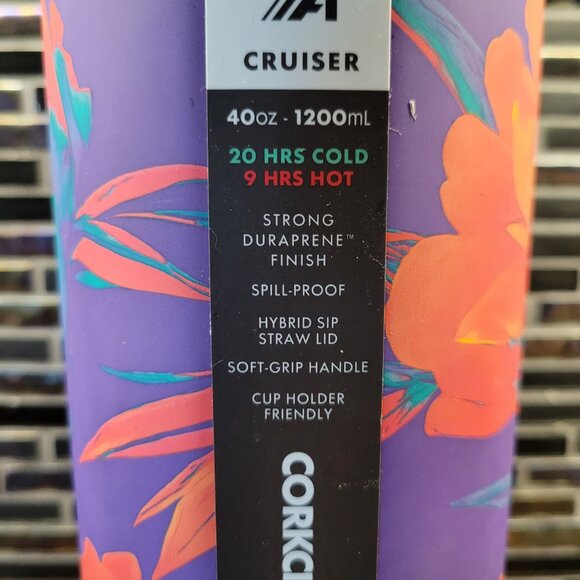 NEW CORKSICLE WATER JUICE BOTTLE TUMBLER 40 OZ FLOWER BLOOM STAINLESS STEEL - Picture 4 of 12